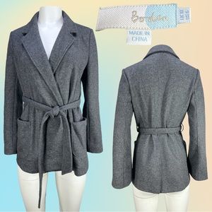Boden Light Gray Wool Blend Double Faced Wrap Jacket US Sz 6